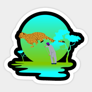 Colouring Cheetah T-shirt design Sticker